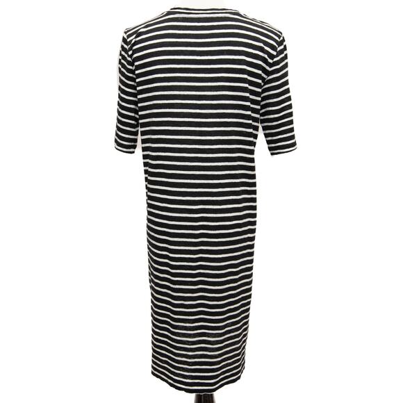 Eileen Fisher Black White Striped Knit Organic Linen Dress Size Small - Picture 4 of 10